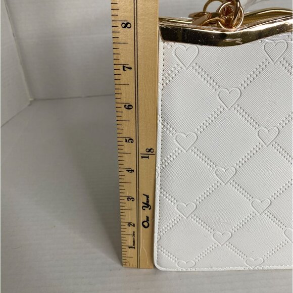 White Leather NWT Crossi Medium Faux Double Handle Handbag with Gold Accents - Picture 5 of 13